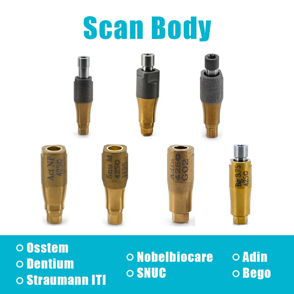 10pcs Dental Scanbody Titanium Scan Body for Osstem Dentium ITI NOB Adin SNUC Impression Compatible 3Shape Exocad Digital CAD