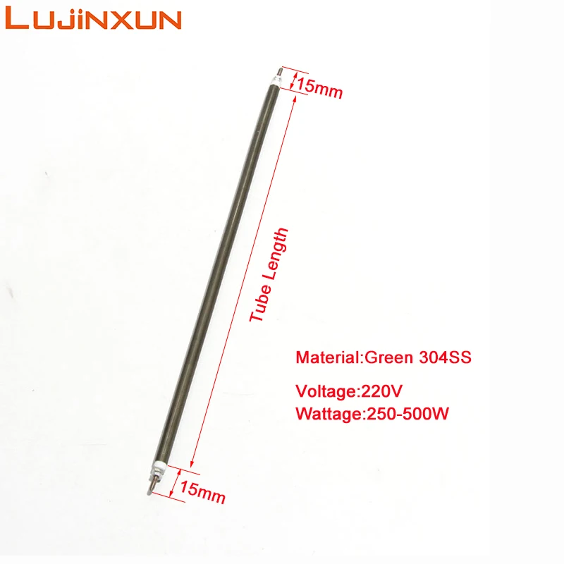 LUJINXUN 220V Air Spare Resistance Flexible Heater Element Electrical Oven Straight Tubular Heating Element 6.6mm 300-500mm 2PCS