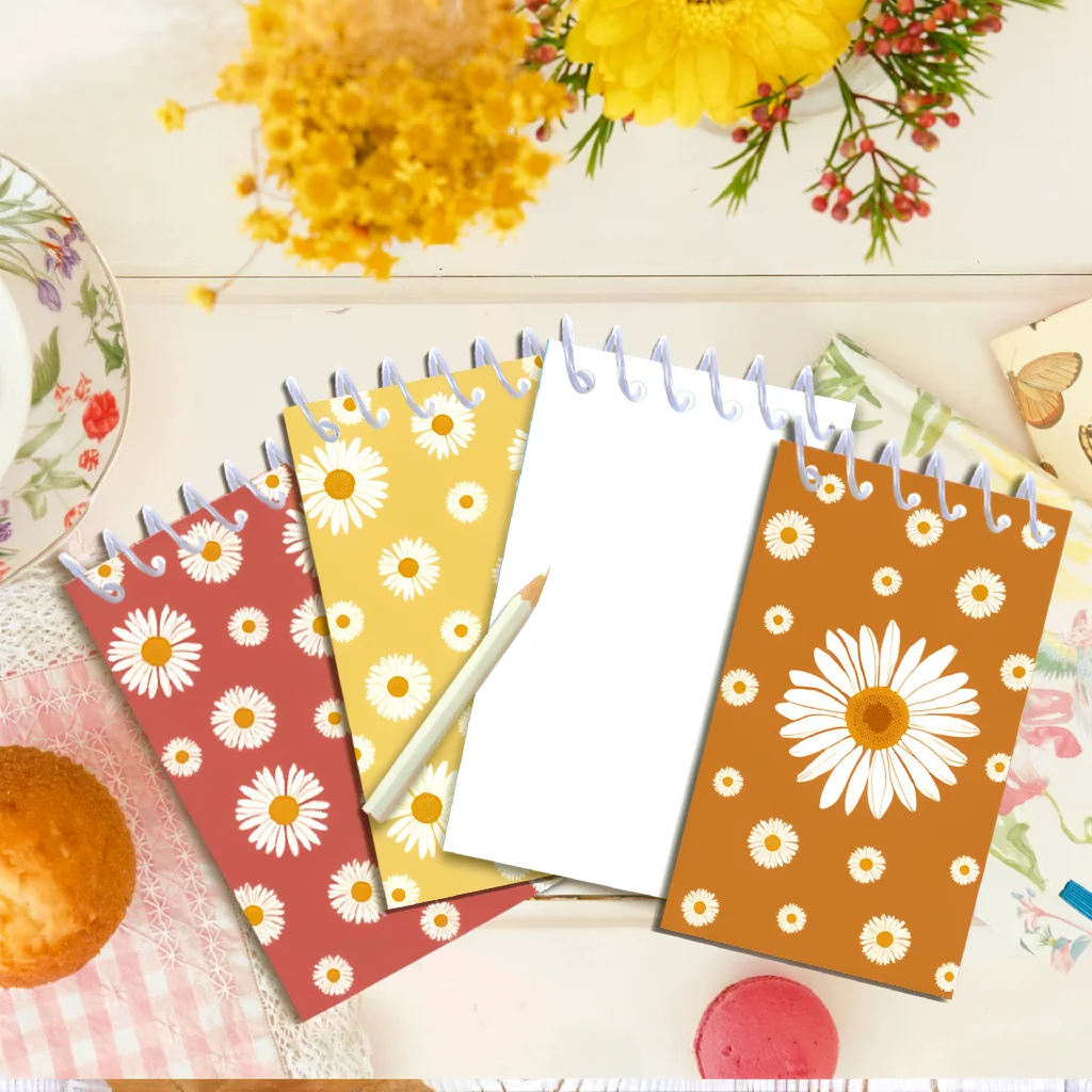 

Floral Mini Notebook Floral Tearable Notebook Vertical Spiral Notebook Portable For On-the-Go Use Gifts School