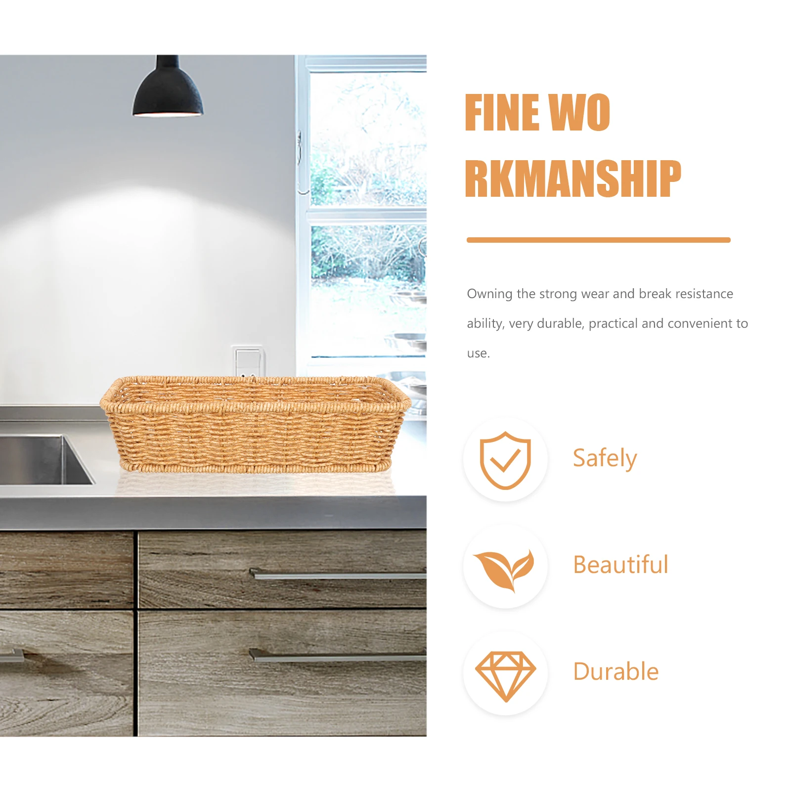 

Storage Box Home ganizer Sundry Kitchen Cupboard Storage Decorative Woven Basket Hollow Container Basket Bedroom