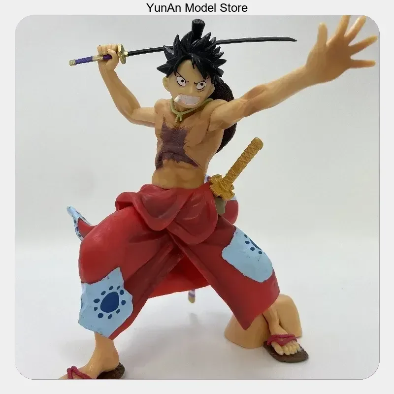 

Anime Figure Statue Desktop Decoration Gift 22cm One Piece Monkey D. Luffy Kimono Battle Pose Interchangeable Hands