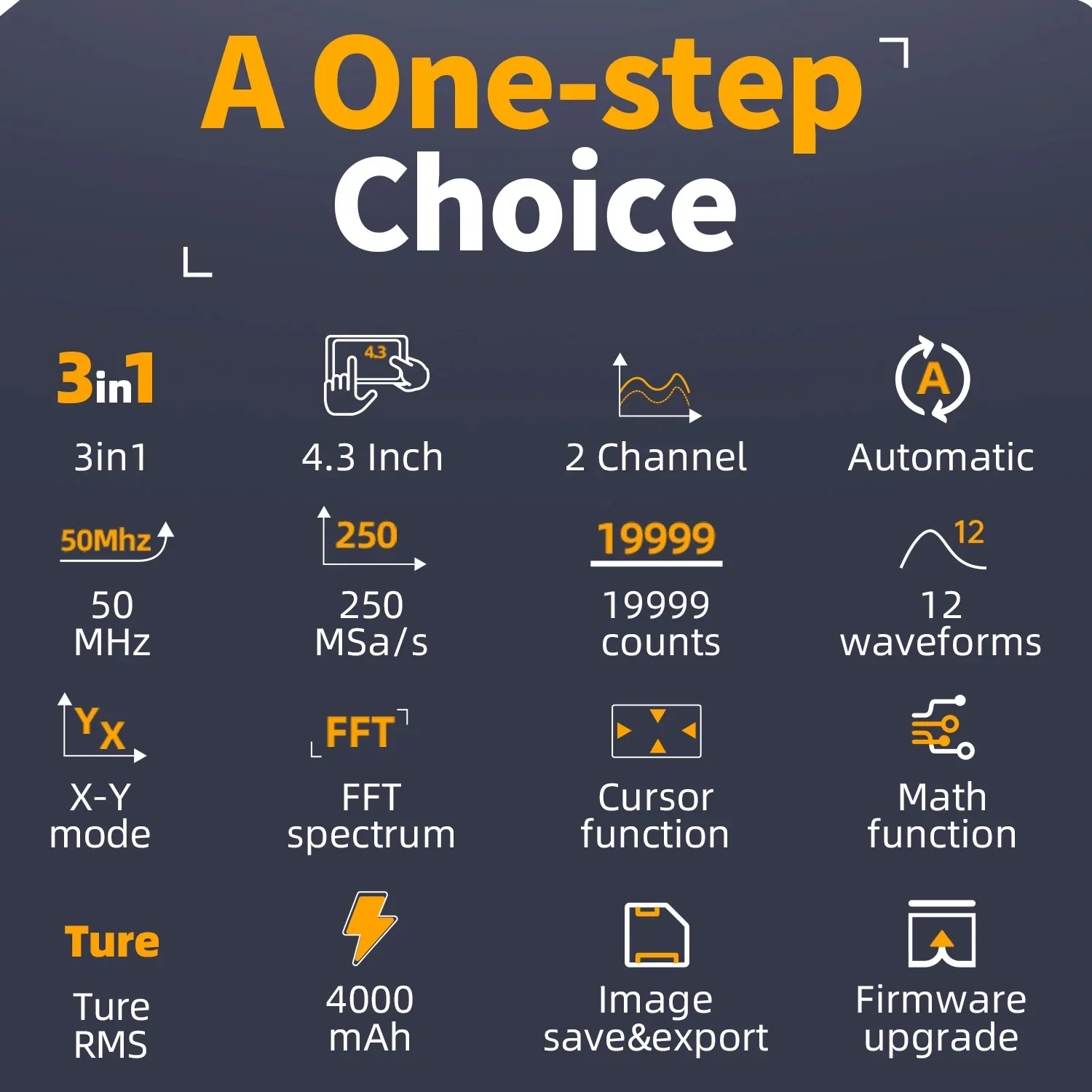 FNIRSI 2C53P 3-in-1 Multimeter Signal Generator Machine 4.3inch IPS Display 50Mhz Bandwidth 250MSa/s Sampling Rate Dual Channel