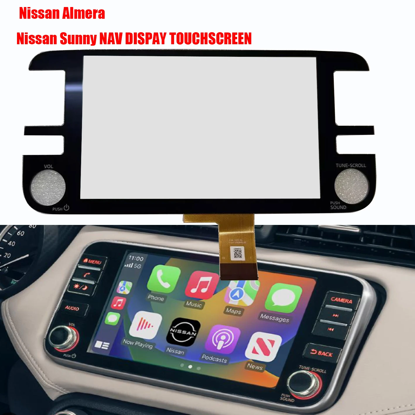 

New Replacement Display 2020-24 For Nissan Almera Sunny Touch Screen Multi Media 2591A 5R01A, 2591A 5R01B, 2591A 5R01C, 2591A