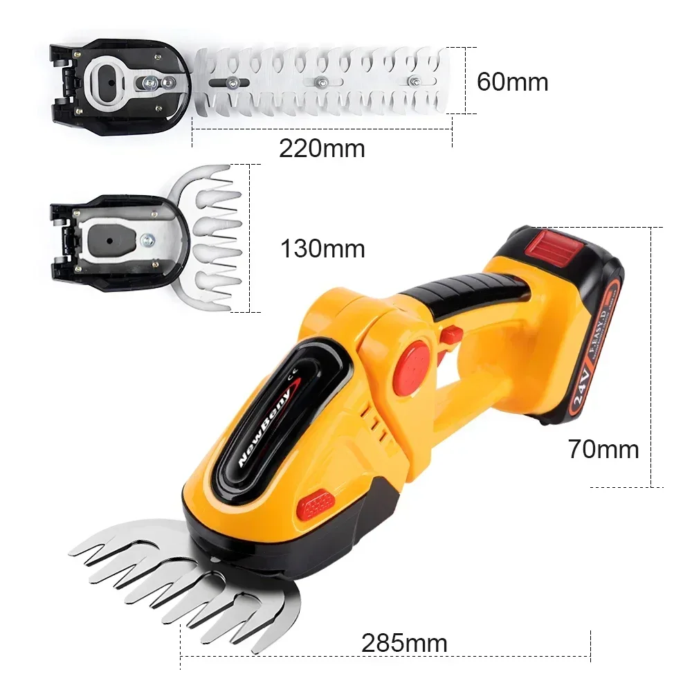 NEWBENY 2 IN 1 Cordless Electric Hedge Trimmer 20000RPM Rechargeable Handheld Household Shrub Weeding Pruning Mower Garden Tools