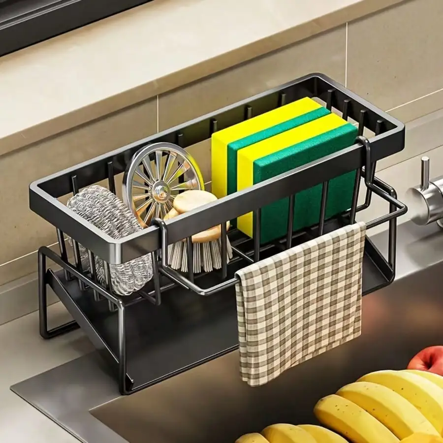 

1pcs Effective Draining Kitchen Sponge Shelf, Soap Holder, Stainless Steel Material Is More Sturdy, Slope Design Is Free From Water Accumulation, Towel Independent Rack Effective Anti-Mold, Kitchen Storage