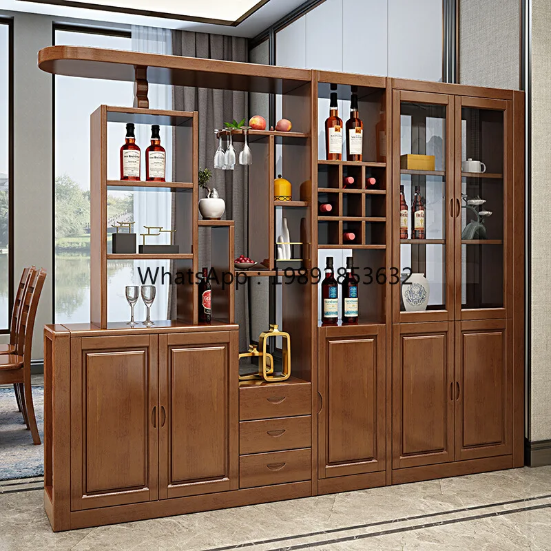 LYY Solid Wood Double-Sided Partition Living Room Chinese Style Hall Cabinet Modern Simple EntranceCabinet Wine Storage Entryway