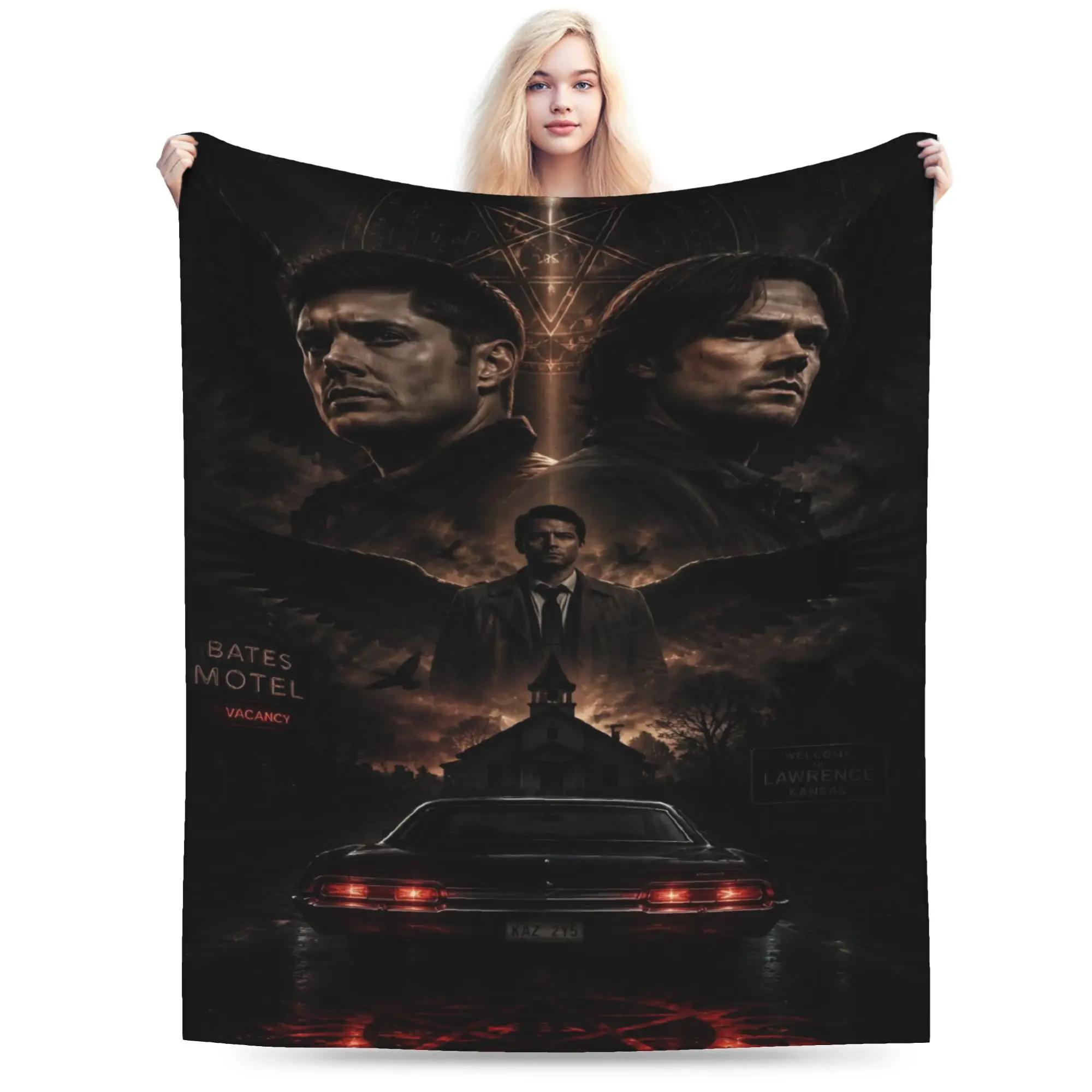 Comfortable TV S-Supernatural Blanket Stuff Bed Decorative  Throw Blanket Super Warm Flannel for Office