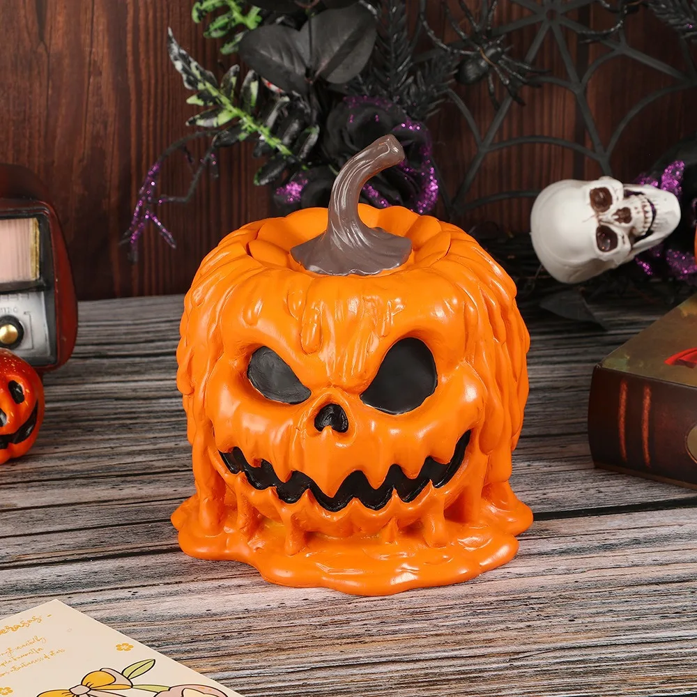 

NEW Halloween Creativity Fun Pumpkin Head Ornament Home Resin Craft Decoration Multi-functional Storage Ornament Model