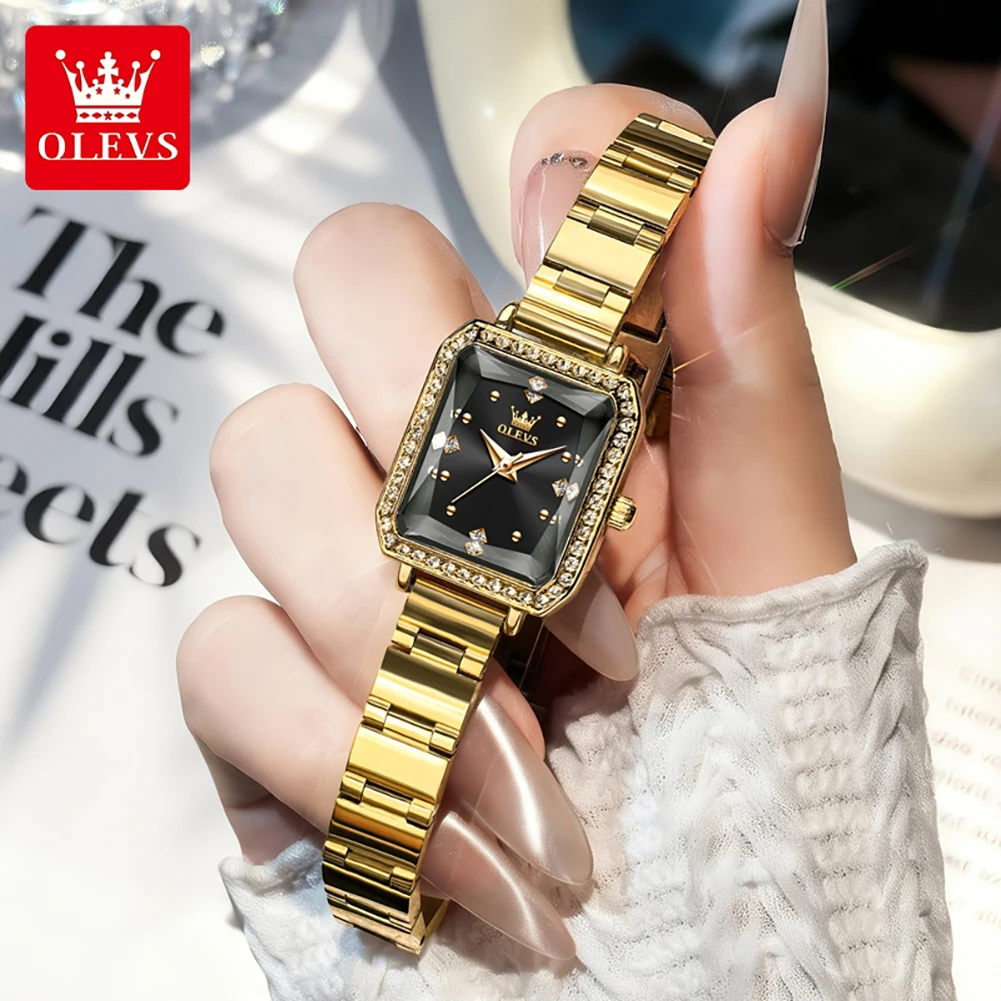 OLEVS 5688 Quartz Ladies' Watch Waterproof Stainless steel Square Meter Elegant Diamond Watch for Ladies