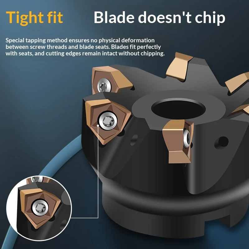 MFWN 90 Degree Double-Sided Hexagonal Plane Re-Cutting Milling Cutter Head WNMU080608 Insert for Rough Machining Fast Milling