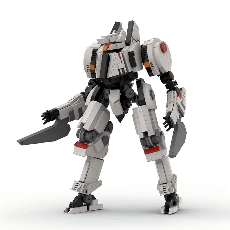 MOC White Stealth Samurai Mecha Building Blocks DIY Sci-Fi Ninja Robot with Arm Blades Model Bricks Assembly Toys Boys Gift