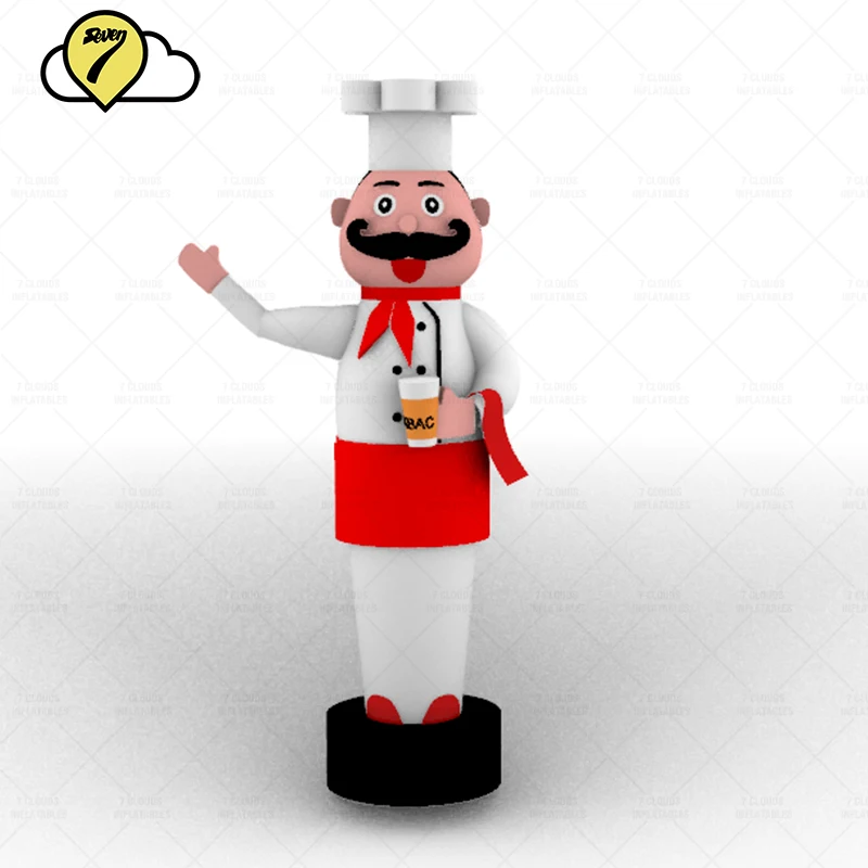 Customized Beer Shop Outdoor Advertising Decoration Inflatable Mascot Restaurant Cooking Chef Balloon Air Sky Dancer With Blower