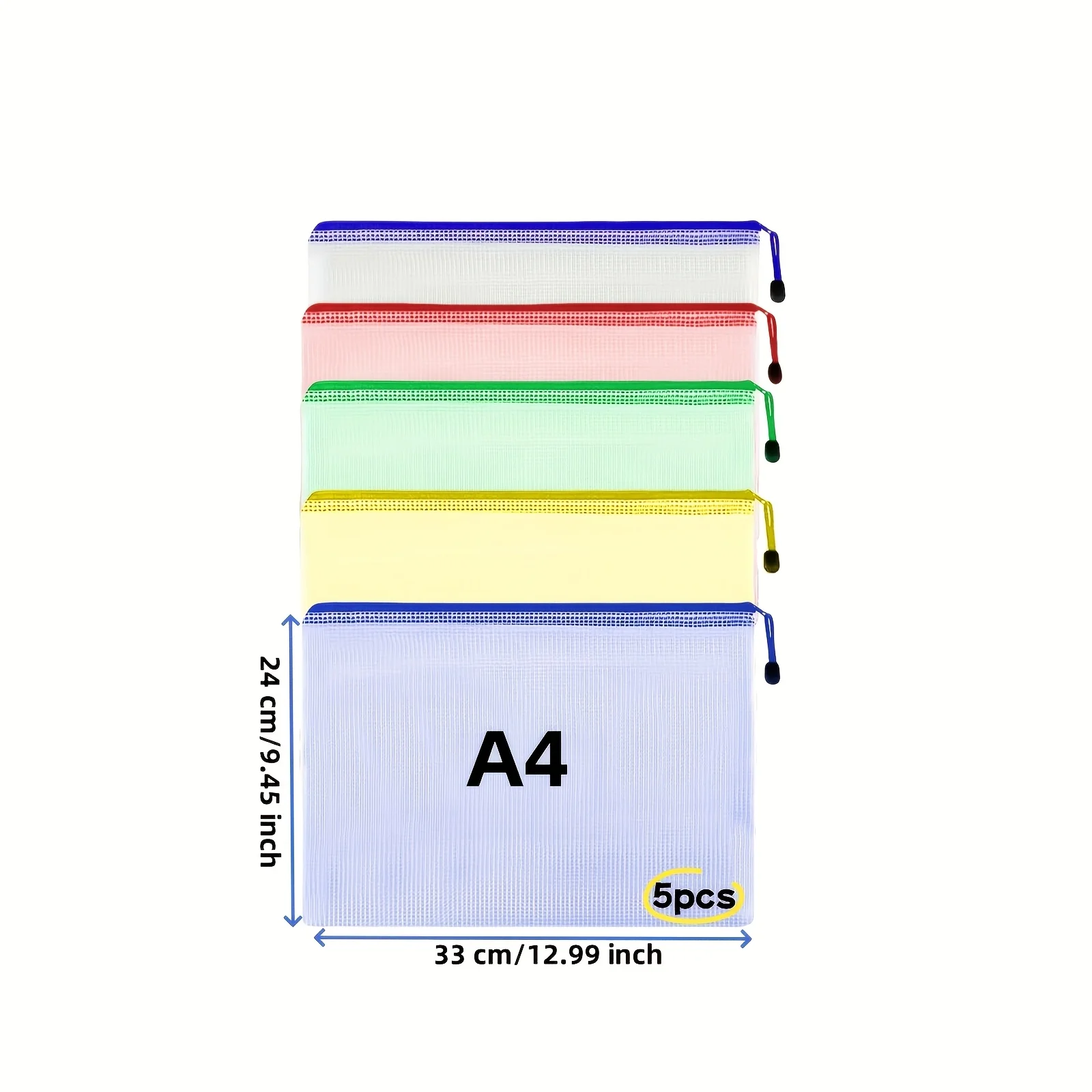 A4 Waterproof PVC Art Storage Bag with Zipper, Extra Large Capacity Data and Drawing Organizer with Color Grid Design