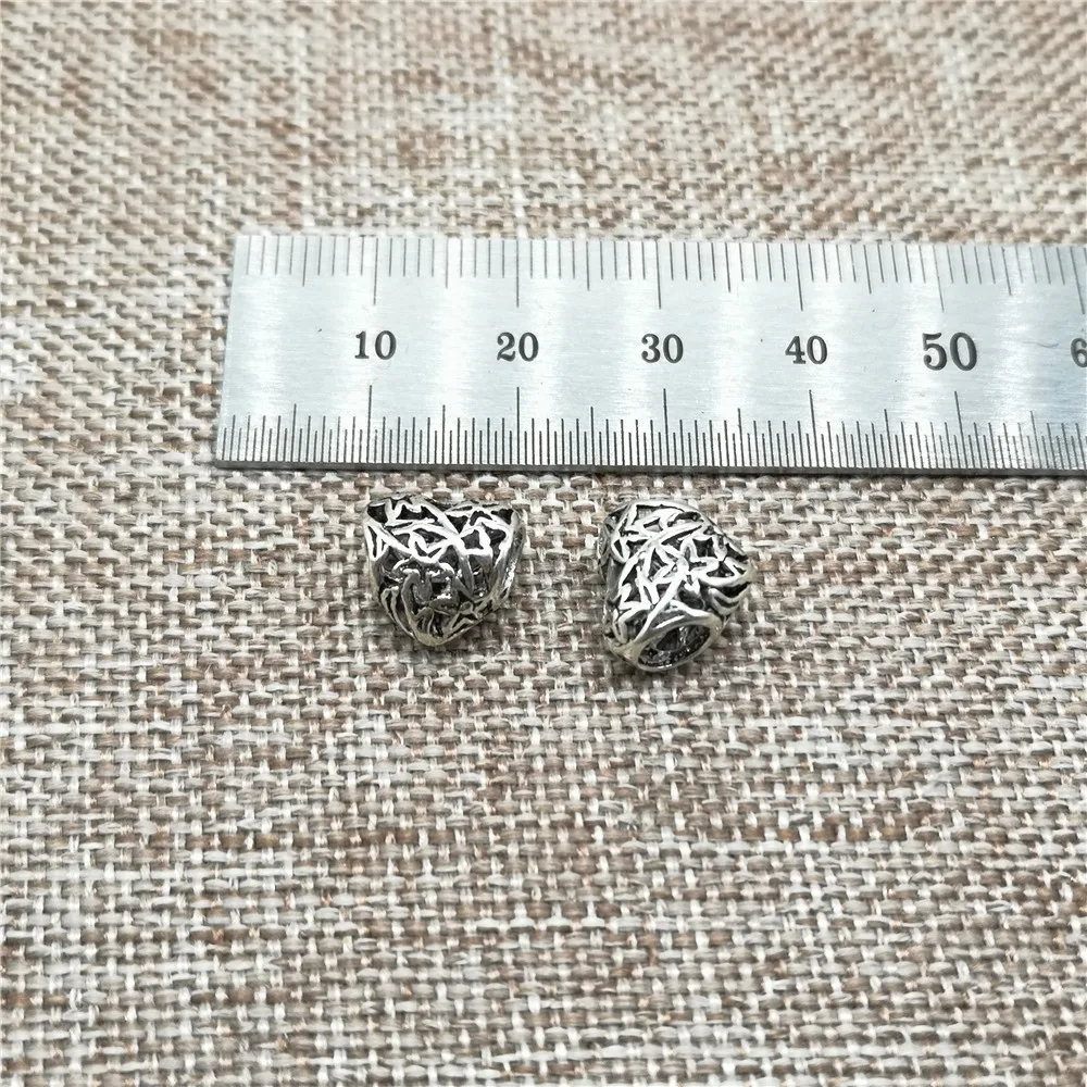2 Pieces of 925 Sterling Silver Hollow Flower Style Love Heart Beads Large Hole 4mm for Bracelet