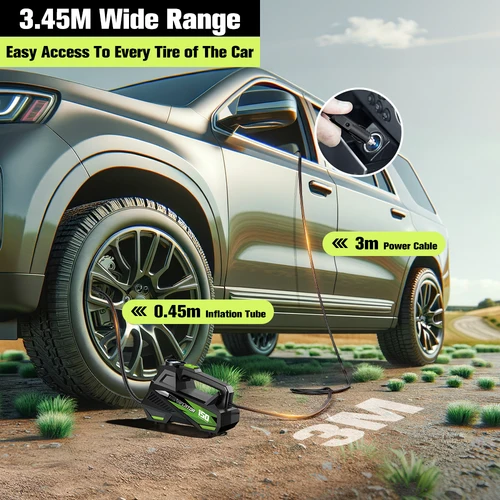 Imagen 2 del producto CARSUN Bomba de aire portátil para neumáticos de automóvil con cable: mini compresor con cable de alimentación extendido, para automóviles, motocicletas y bicicletas