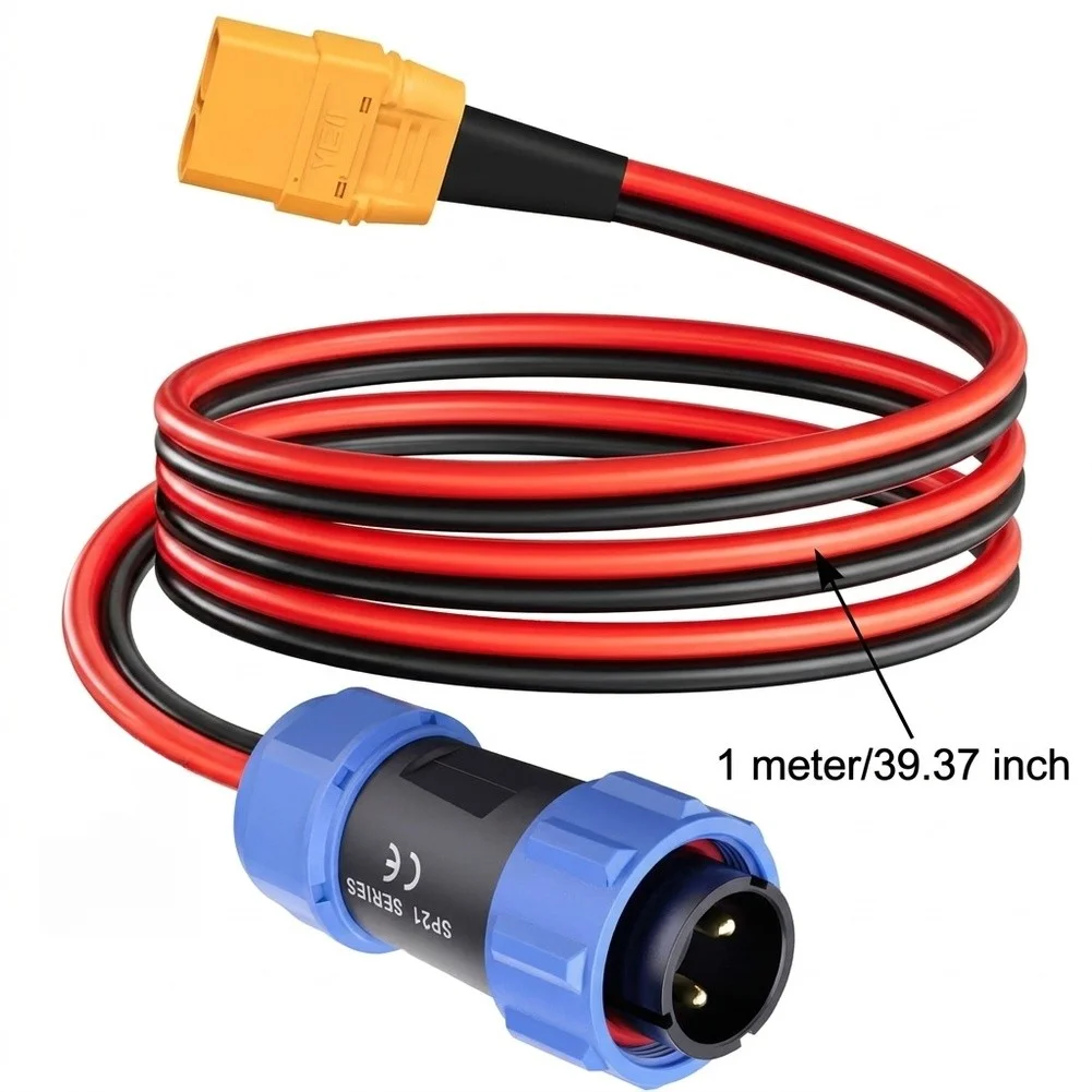 Solar Generator Cable 12AWG Connector Cable For Solar Generators Rotating Lock Mechanism Flame-retardant Housing For AC200MAX