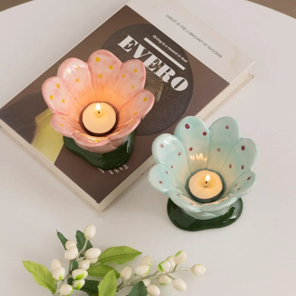 

Handmade Ceramic Tealight Candle Cups Painted Storage Box Aromatherapy Candle Cup Minimalist Design Nordic Candlestick