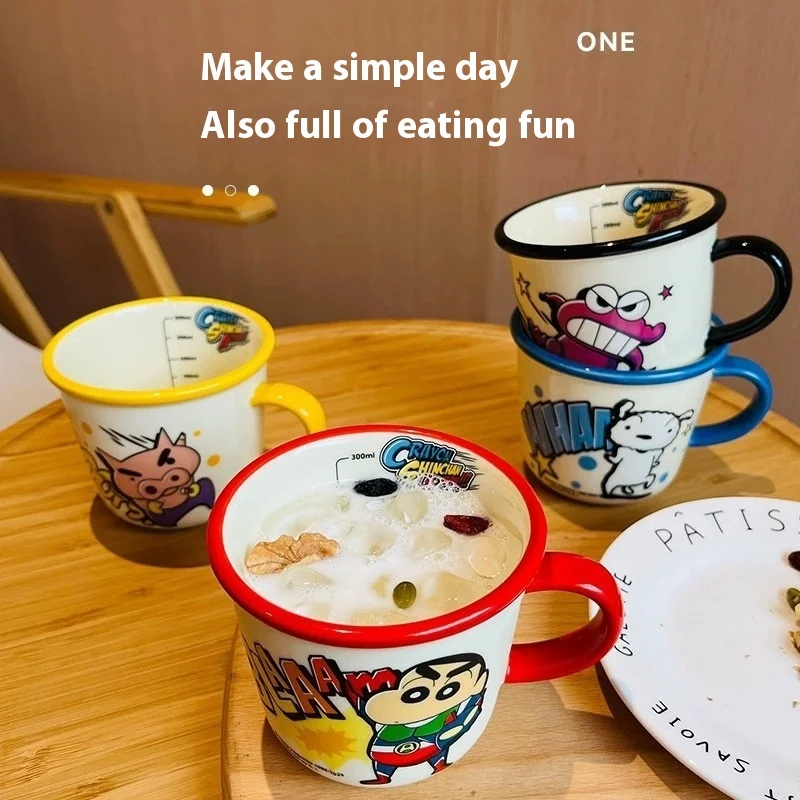 2025 New Cartoon Crayon Shin chan 350ml Ceramic Mug for Girls and Children Water Cup Home Breakfast Cup Office Coffee Cup Gift