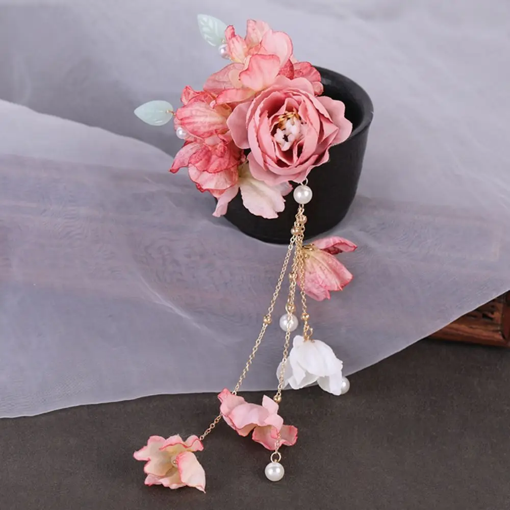 

Sweet Tassel Hanfu Hair Accessories Pearl Ancient Style Chinese Style Hair Clip Colorful Headpieces Flower Hairpin Party