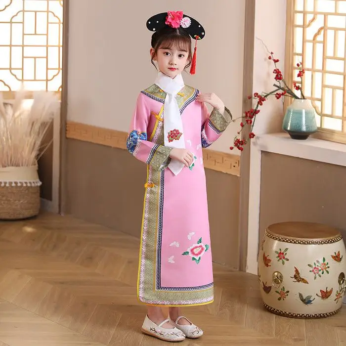 Chinese Hanfu for Girls Qing Dynasty Tang Suit Kids Dress Cosplay Costume