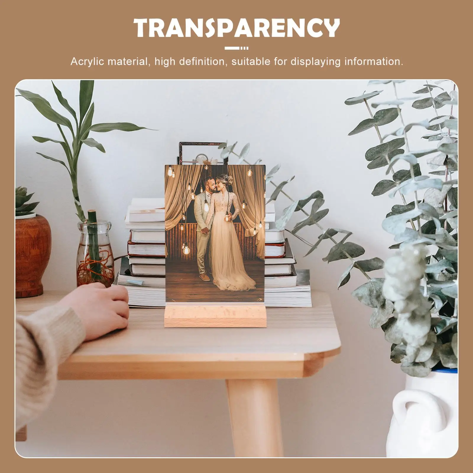 Holz Acryl Display Board Notizklemme Menü Rack Desktop Foto Halter Steady Sign Tabletop Ganizer