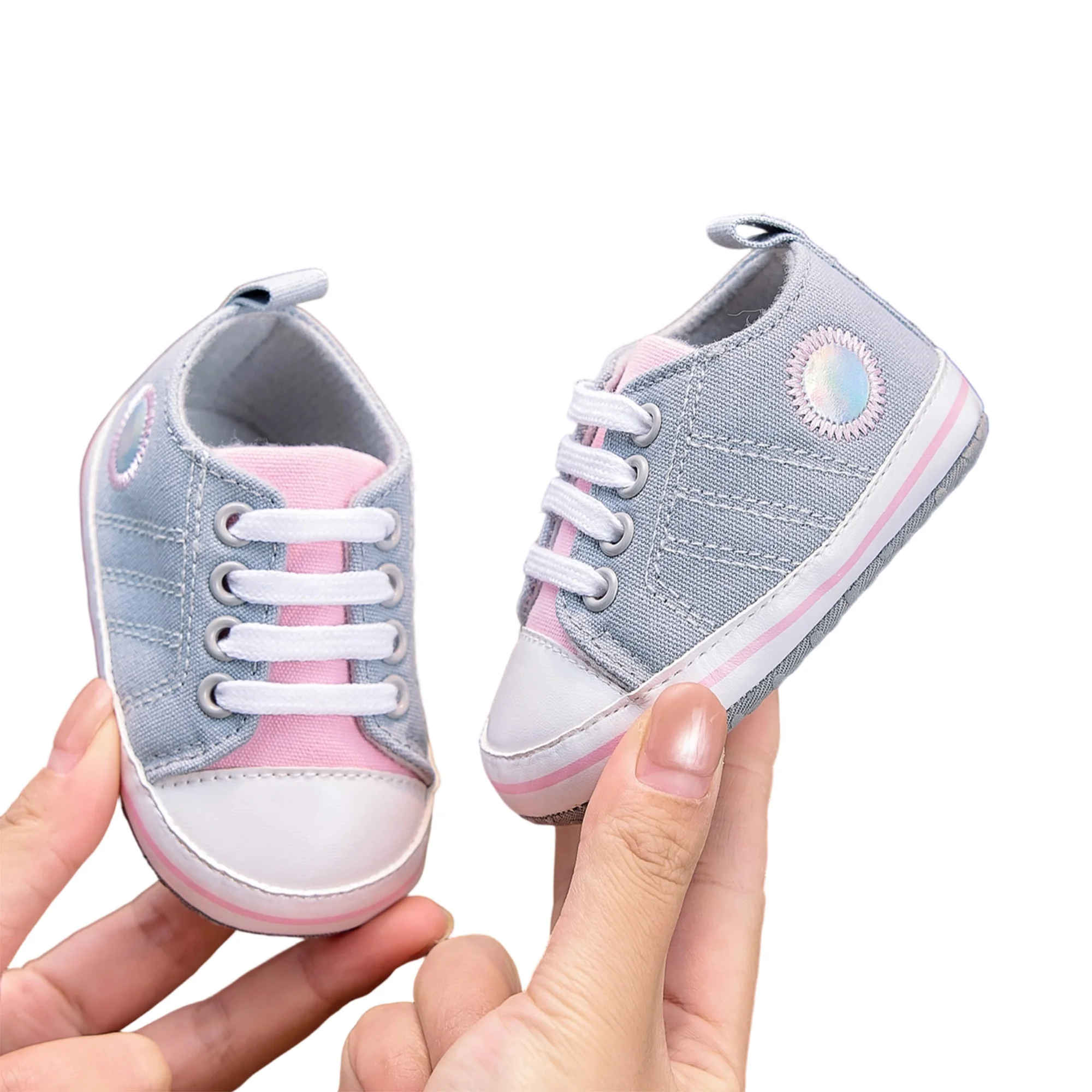 

Infant Baby Boys Girls Sneakers Canvas Walking Shoes Patchwork Soft Sole Flat Shoes Prewalker Anti-Slip Shoes First Walker Shoes