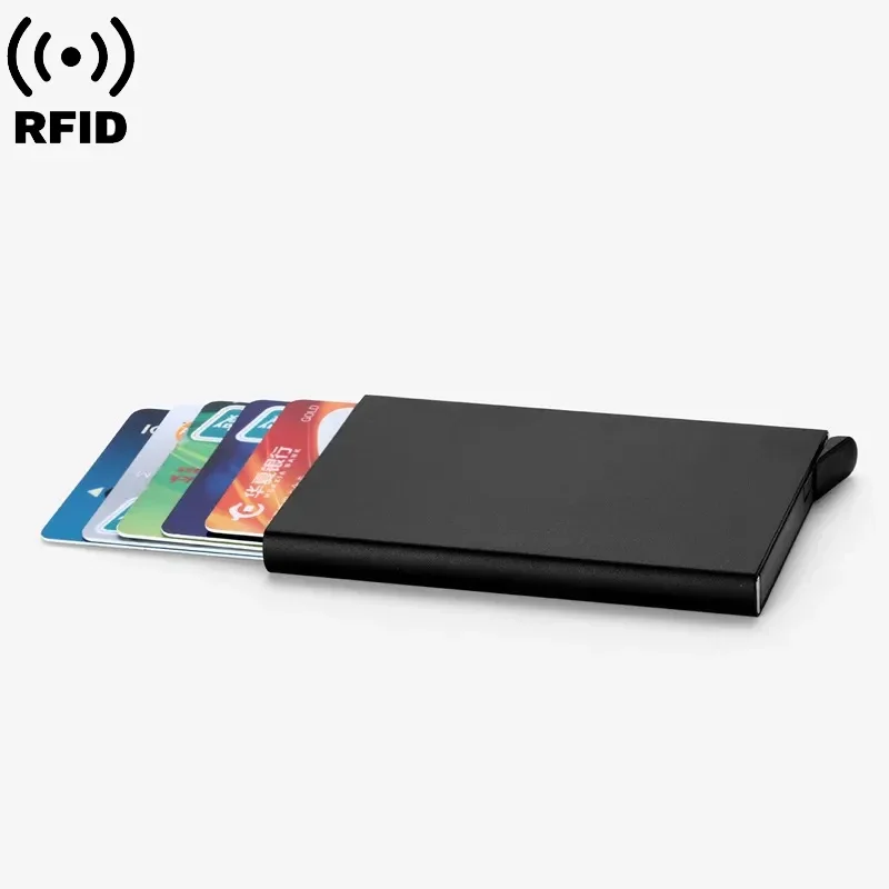 Rfid Business Credit Card Holder Metal Men Women Wallet Small Vistit Bank Cardholder Case Thin Minimalist Wallet for Men Vallet - view 2