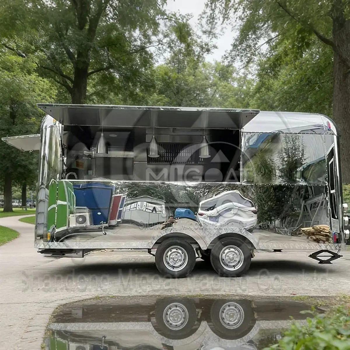 Custom Mirror Mobile Food Truck Multifunctional Catering Trailer for Night Market Snacks