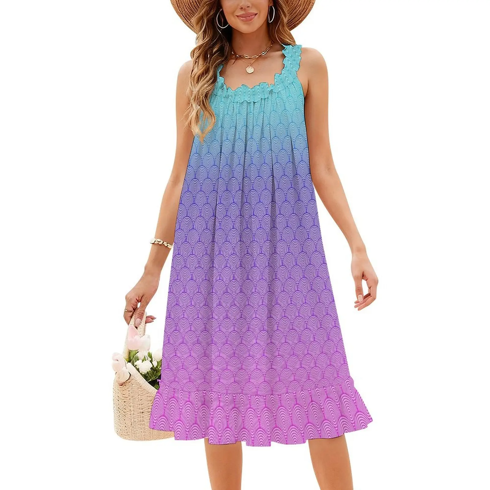 فستان كاجوال بنمط متدرج 02 على الطراز الكوري للنساء فساتين بسيطة يومية للمكتب للسيدات بنمط متدرج وموازين إجراءات #4