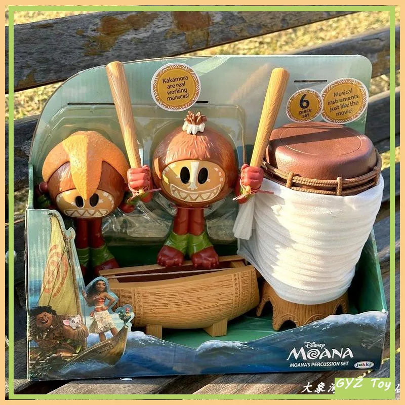 Miniso Anime Moana 2 Ocean Adventure Film Pirate Coconut Kakamorat War Drum Percussion Set For Kids Action Figure Model Toys