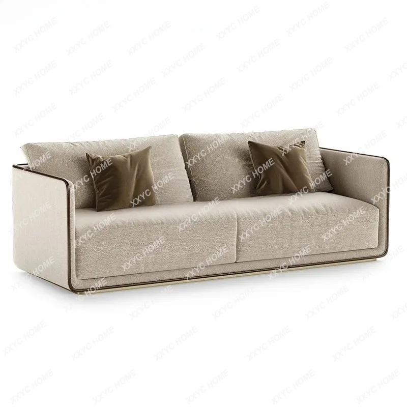 A Solid wood sofa Minimalist living room Model room Sales department Hotel club Fabric sofa