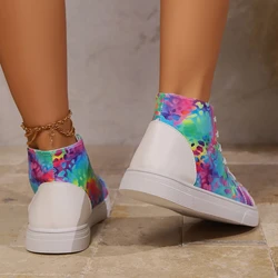 New Tide Anime Cartoon Rainbow White Cloth Fashion High Top Canvas Shoes Women Sneakers traspiranti leggere Hit