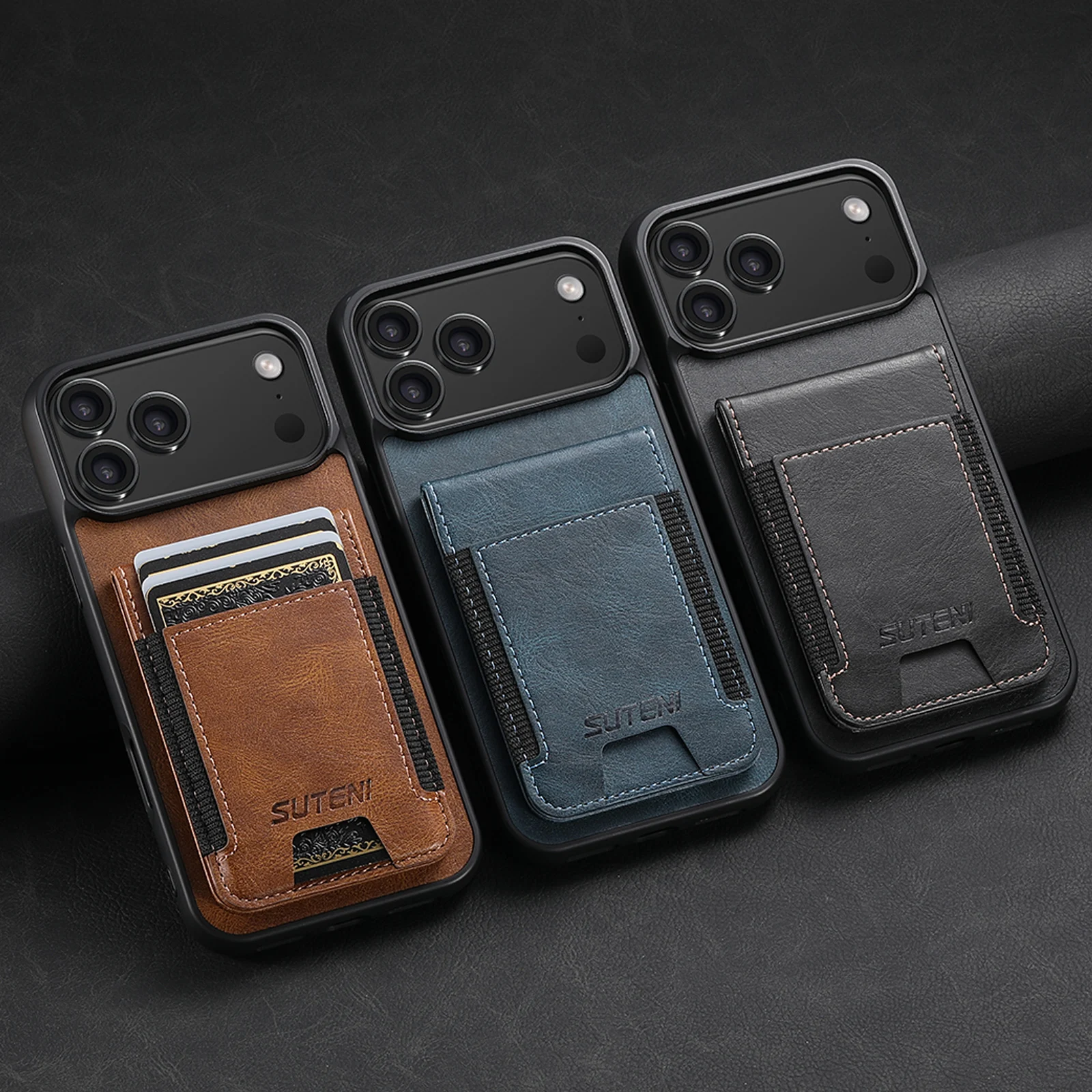 

Fundas Card Holder Bag Phone Case Luxury Faux Leather Stand For iPhone 17 Pro Max 16 Plus 15 14 13 12