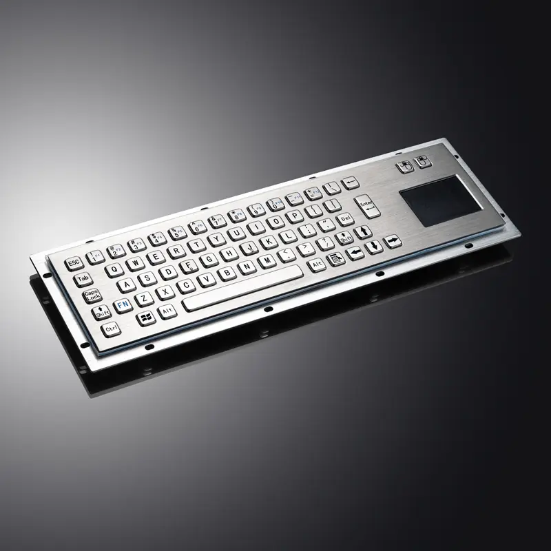 Panel Mount Waterproof IP65 Rugged Kiosk Wired USB PS2 Stainless Steel Metal Industrial Keyboard With Touchpad - Image 2