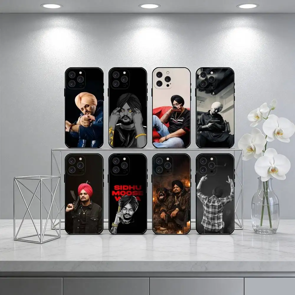 

Indian Rapper Sidhu Moose Wala Phone Case For iPhone 16,15,14,13,12,17,Pro Max,Plus Silicone Black Case