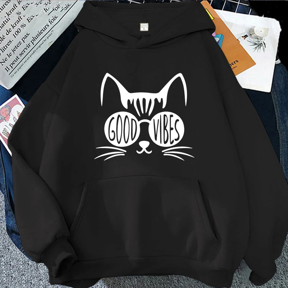 

Cute Cat Printed Long Sleeves Men Women Hoodies Funny Street Fashion Harajuku Unisex Clothing Loose Casual Hip-hop Couple Tops