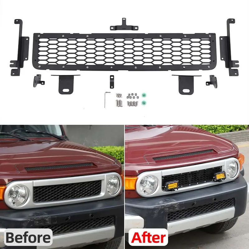 

For Toyota FJ Cruiser 07-21 Car Insect Screening Mesh Front Grille Insert Net Protection Kit Accessories Light Bracket Holder