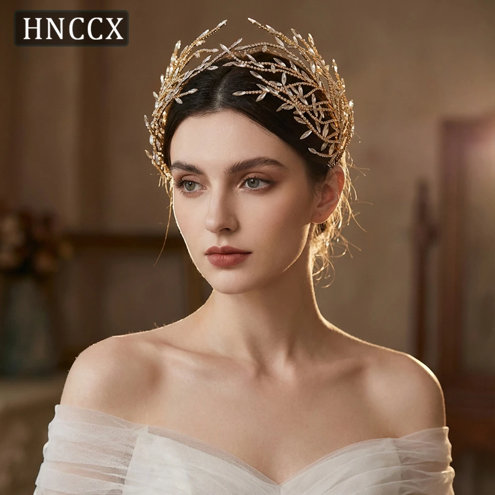 

YouLaPan Fashion Bridal Wedding Gold Color Hair Accessories Handmade Rhinestone Branch Headband Women Party Headpiece HP421