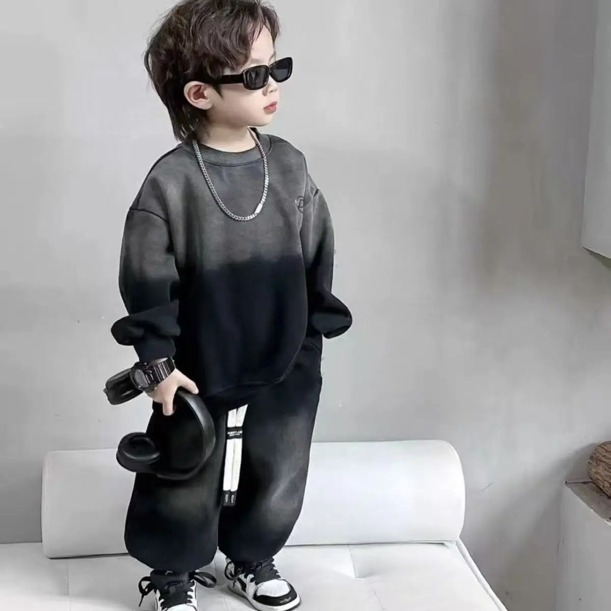 

Autumn Winter Baby Boys Warm Clothes Set Thick Fleece Cartoon Bear Zipper Hooded Jacket Pants 2Pc For 1-5 Years Kids Sport Suit