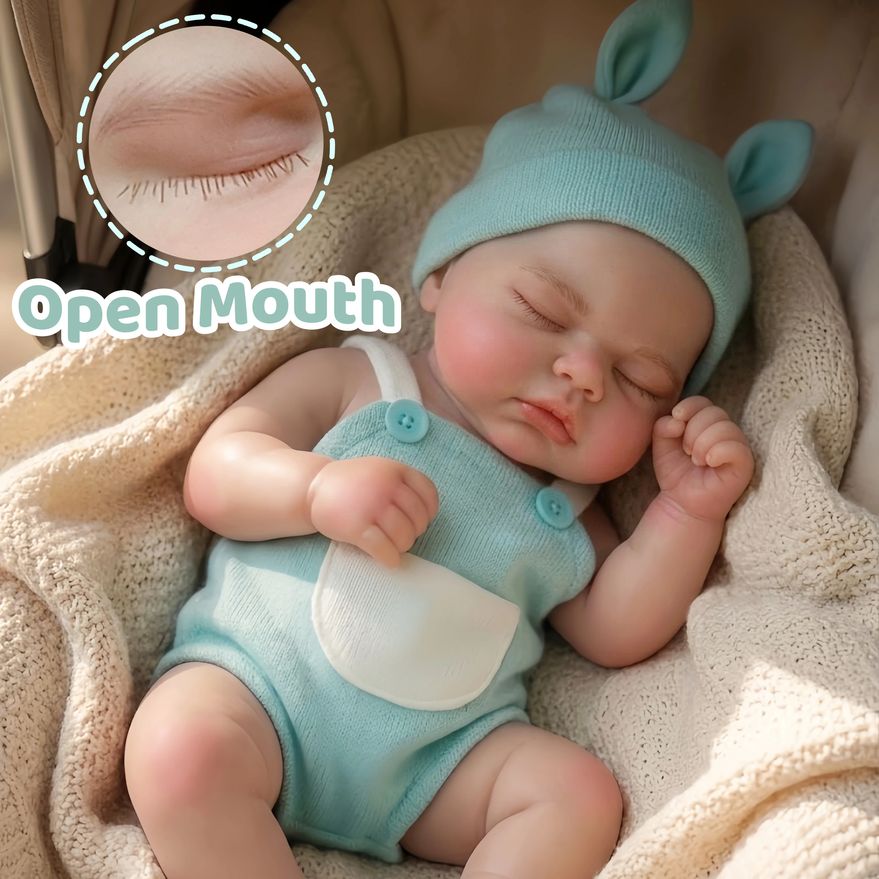 12 Inch Open Mouth Silicone Reborn Doll, Washable Hand Painted Skin, Extra Outfit, Collectible Gift, Bebe Reborn De Silicona