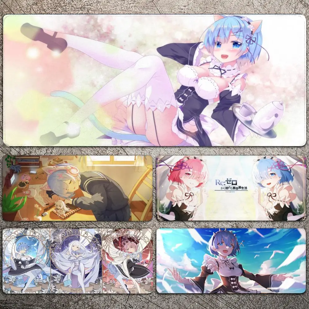 

Anime Rem Re Zero Mousepad Large Gaming Mouse Pad LockEdge Thickened Computer Keyboard Table Desk Mat