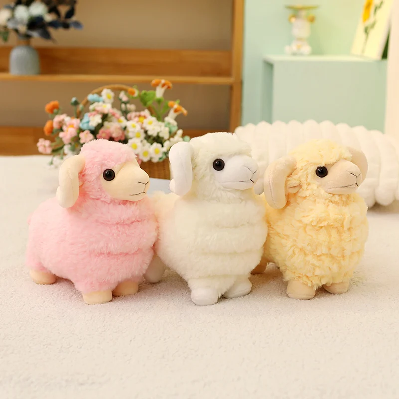 Cute Kawaii Animal Dolls Stuffed 3 Colors Sheep Lamb Plush Toy Soft Pillow Sofa Cushion Cartoon Alpaca Christmas Birthday Gift