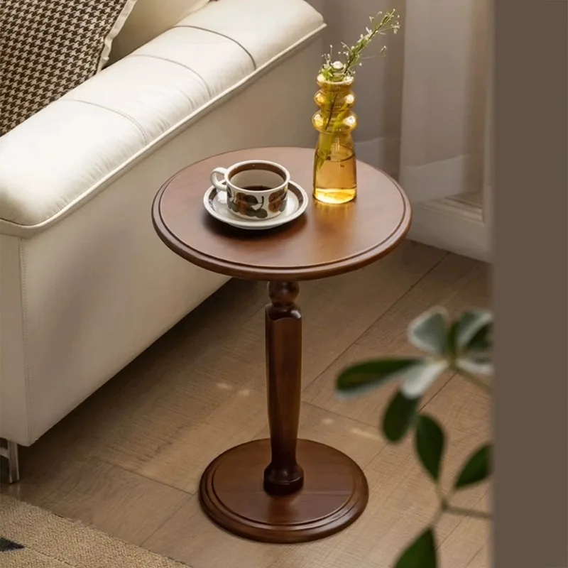 French Vintage Solid Wood Coffee Table Small Balcony Bedroom Bedside American-Style Sofa End Table