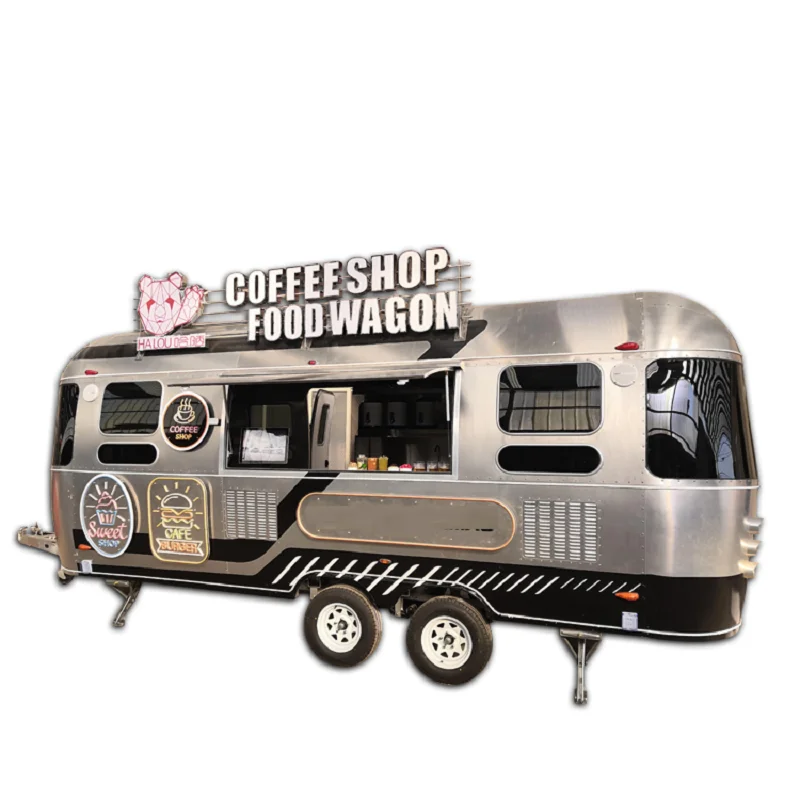 Airstream Food Trailer Coffee Bar Truck Mobile Kitchen Catering Equipment Ice Cream Bubble Tea Hot Dog Snack Cart with CE