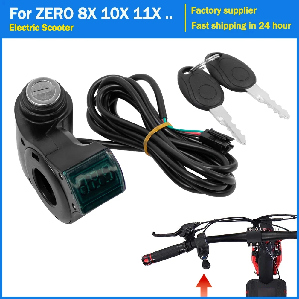 1 комплект, вольтметр с дроссельной заслонкой для большого пальца, цифровой дисплей напряжения, переключатель мощности с замком для ZERO 8X 10X 11X, детали для электрического скутера