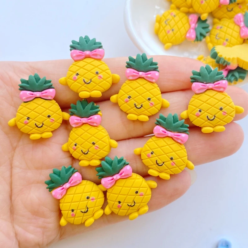 10pcs Lovely Resin pineapple  Miniature Pattern Applique DIY Home Decor Scrapbook Craft