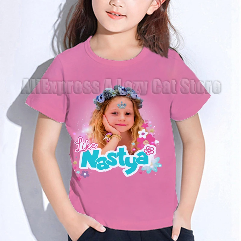 T-shirt Kawaii pour enfants, comme Nastya, vêtements décontractés pour garçons et filles, dessins animés animés, cadeau d'anniversaire, t-shirts