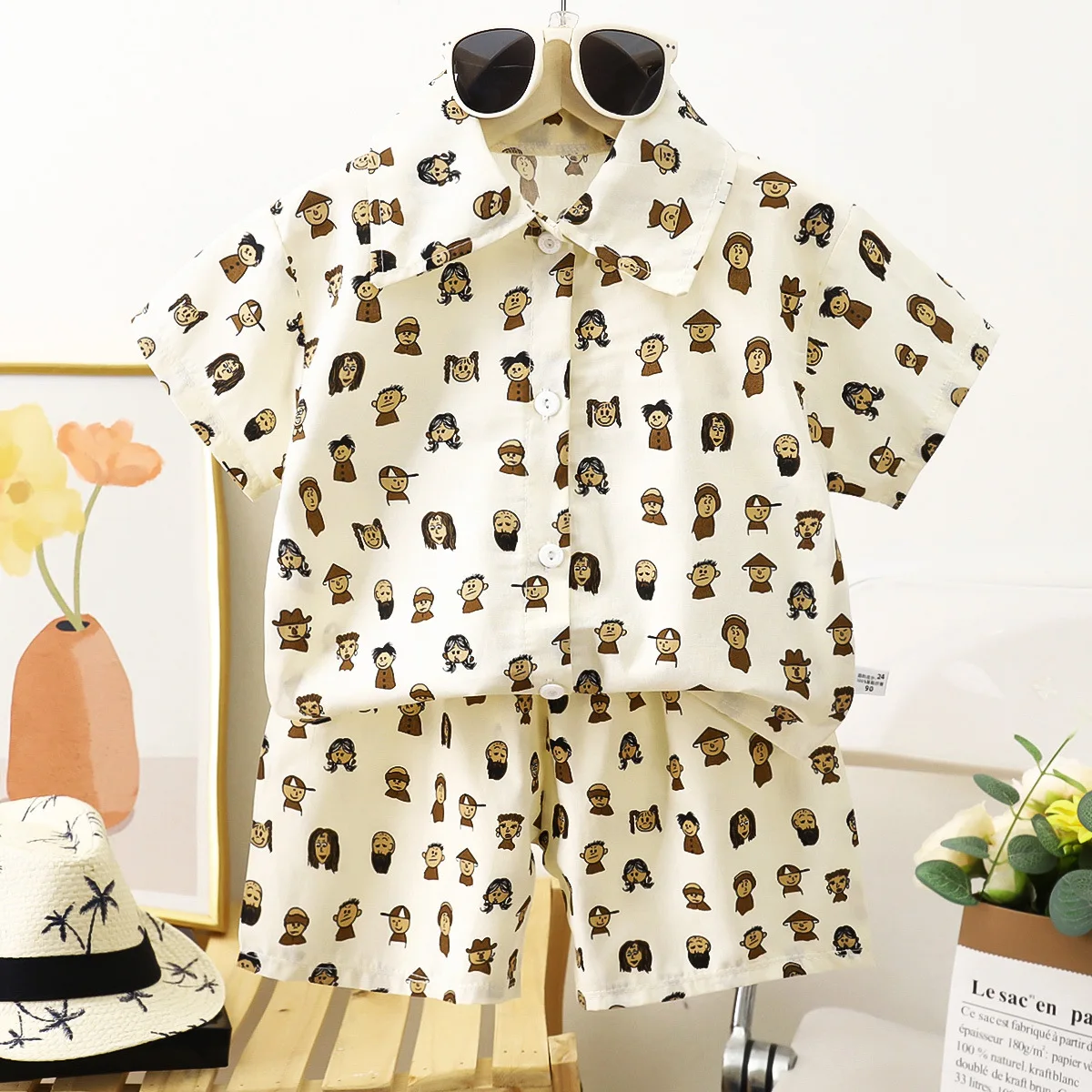 2PS Children's Clothing Set Men/Girls T-shirt + Shorts Summer Cotton Cartoon Casual Boys Sports Suit Children's Children's Cloth