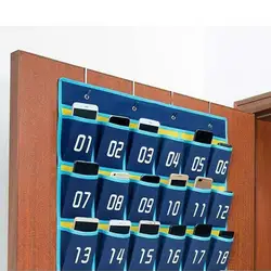 Numbered Pocket Chart Wall Hanging Classroom Decor Storage Bags with 4 Hooks for Cell Phones Calculator Holder 36 Cells