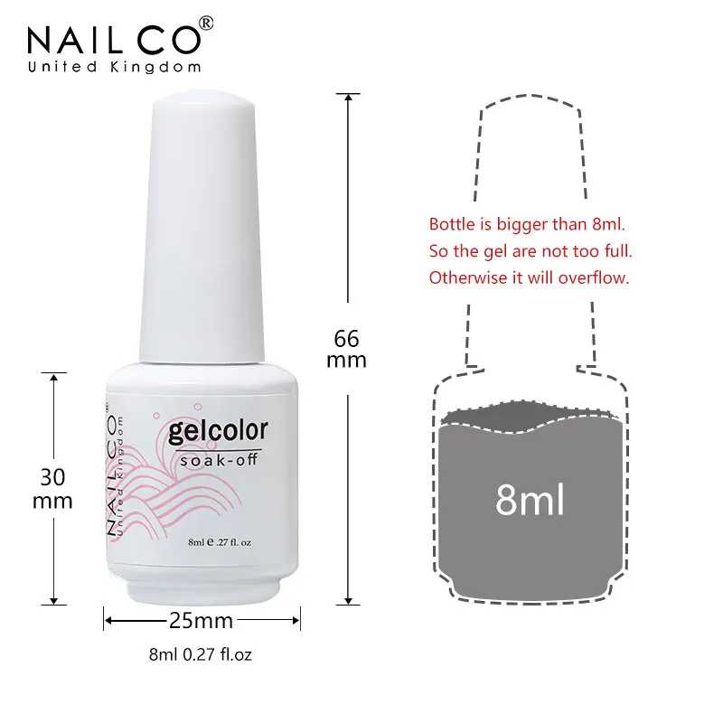 NailCo Hema Free 네일 젤 광택제, 여름 마카롱, 프랑스 화려한 컬러 컬렉션, 반영구 네일 매니큐어 베이스 탑 코트, 8ml